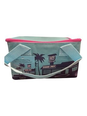 Trader Joe's Mini Insulated Tote - Seafoam Teal with Pink Trim